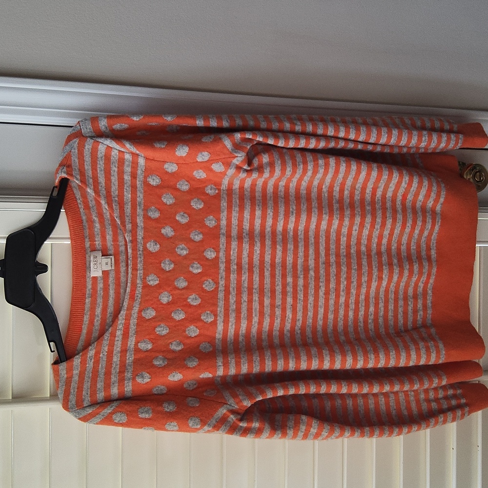 EUC J. Crew Orange/Grey Sweater Size XL